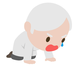 うなだれ泣く博士 医者,先生,教授,博士,研究者,泣く,うなだれる,悲しみ,挫折,苦悩のイラスト素材