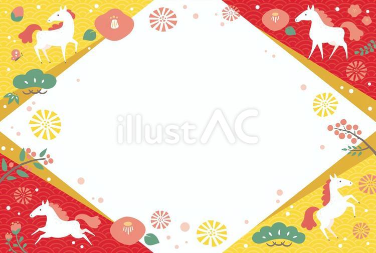 2026午年年賀状077文字なし 午年,年賀状,馬のイラスト素材