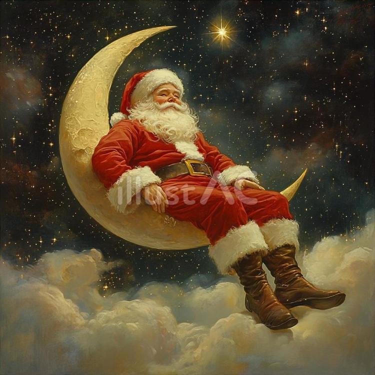   サンタクロース サンタクロース,クリスマス,月のイラスト素材