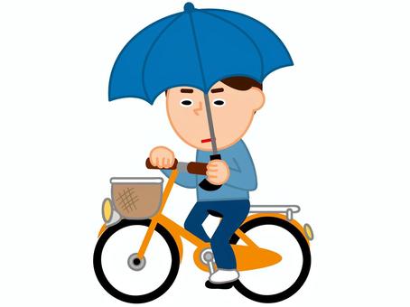 自転車で傘差し運転する男 傘さし運転,男,自転車,傘,さす,運転中,道路交通法,違反,交通,乗り物のイラスト素材