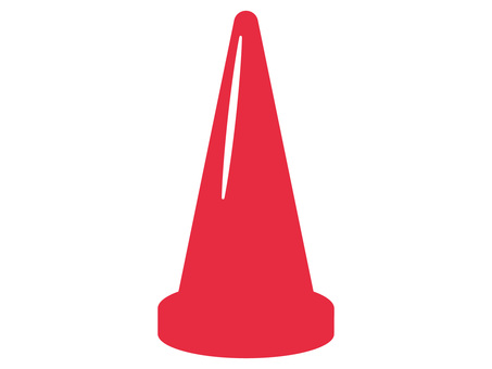 工事現場・規制・注意・赤色のカラーコーン 工事現場,カラーコーン,パイロン,規制,注意,警告,安全,立ち入り禁止,赤,アイコンのイラスト素材