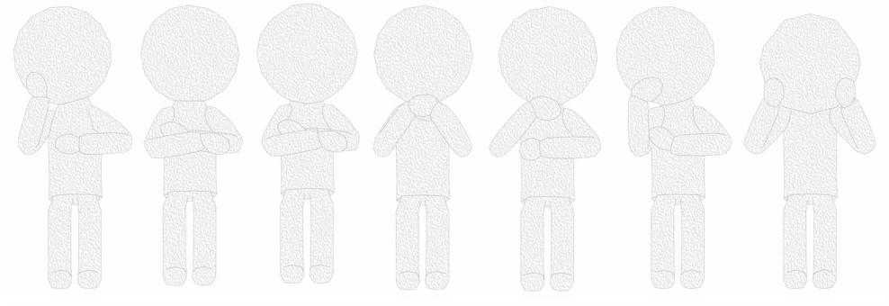 棒人間　ペパクラ風　座って色々な頬杖  頬杖,座る,楽しみ,わくわく,待つ,想像,妄想,くつろぐ,リフレッシュ,待ち遠しいのイラスト素材
