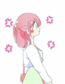 怒っている春の女性 怒る,ムカつく,イライラ,女の子,怒り,ストレス,嫉妬,我慢,ぷんぷん,敵意のイラスト素材