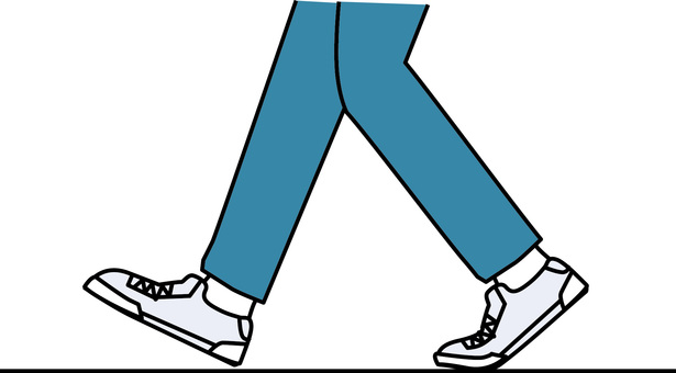 歩く足元　 歩く,足元,スニーカー,ズボン,移動,散歩,運動,線画のイラスト素材