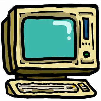 昭和の色焼けしたデスクトップパソコンC 昭和,パソコン,pc,デスクトップ,パーソナルコンピュータのイラスト素材
