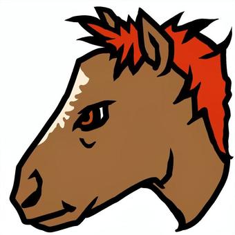 左横顔の白斑のある茶色の馬B 馬,horse,ウマ,白斑,競馬,競走馬,ダービー,名馬,四足歩行,尻尾のイラスト素材