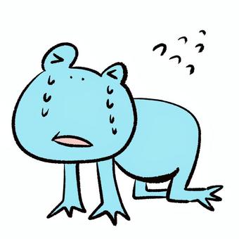 泣きながら謝るカエル１ カエル,両生類,ぺこり,ごめん,土下座,謝罪,謝る,かわいい,ゆるい,シンプルのイラスト素材