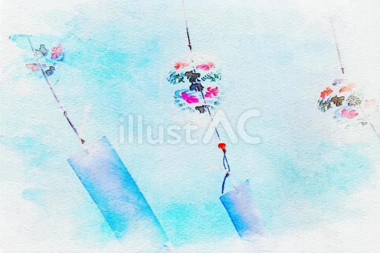 風鈴のメッセージカード 風鈴,風物詩,夏のイラスト素材