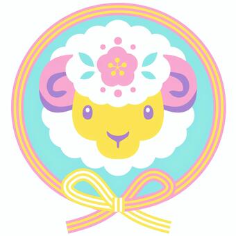 newyear2743 羊,水引,蝶結び,リボン,未年,2027年,年賀状,和風,かわいい,アイコンのイラスト素材