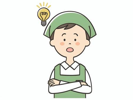 納得する男性店員 納得する男性店員 ひらめく,ひらめき,アイデア,思いつく,解決,理解,納得,わかる,店員,男性のイラスト素材