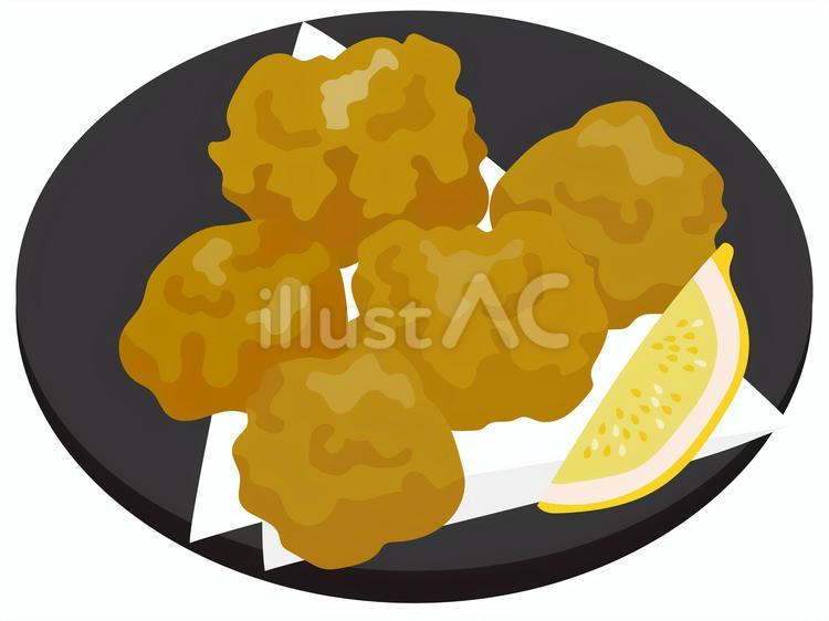 鶏の唐揚げ 唐揚げ,鶏肉,もも肉のイラスト素材