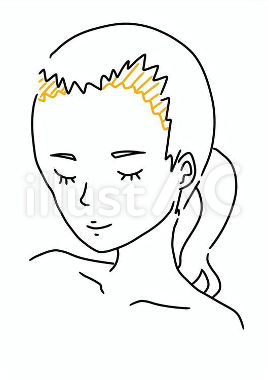 髪の毛のアートメイク　女性　 アートメイク,生え際,髪のイラスト素材