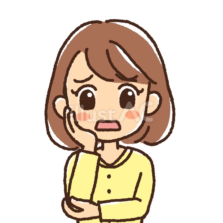 頬に手を当てて困っている女性 女性,ボブヘア,かわいいのイラスト素材