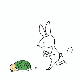 うさぎとかめ うさぎ,かめ,亀,生き物,動物,走る,かけっこのイラスト素材