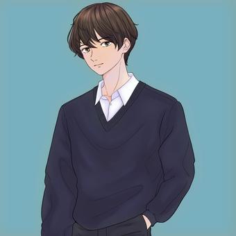 學校男孩, 毛線衣, 制服, 學生, JPG 和 PNG