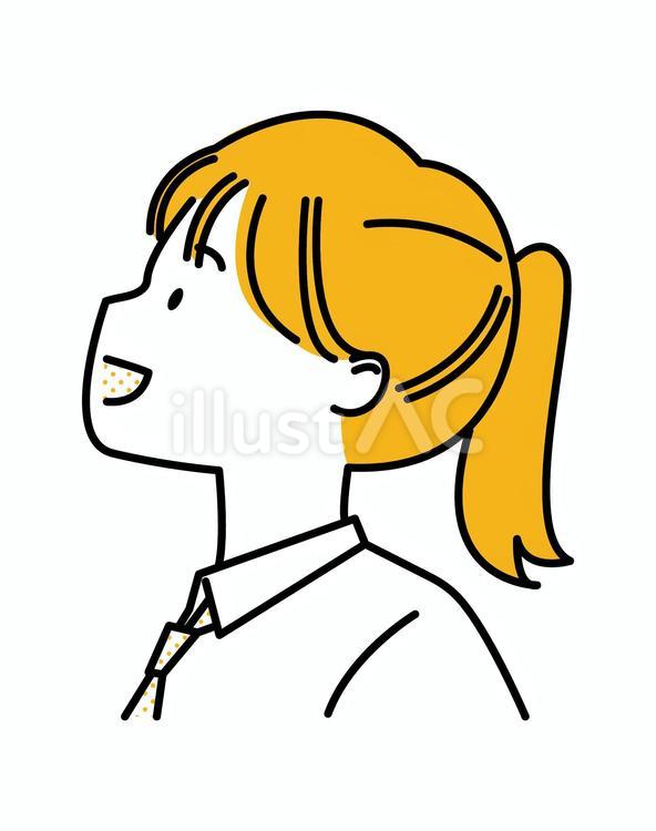 上を向くYシャツネクタイの学生シンプル2 シンプル,単色,女子高生のイラスト素材