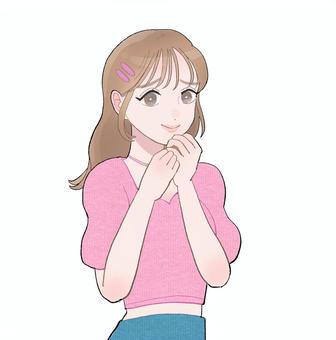 バカにしてる女 人,女,漫画,若者,あざとい,ぶりっ子,鼻でわらう,バカにする,クスッ,美人のイラスト素材