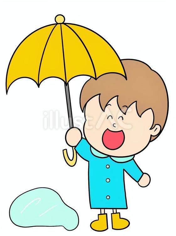 雨の日傘をさす男の子 仕草,表情,人物のイラスト素材