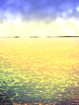 夕方 背景,グラデーション,夕焼け,海,空のイラスト素材