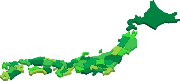 日本地図(立体） 日本,地図,日本列島,ジャパン,マップ,都道府県,地形,日本地図,土地,全国のイラスト素材