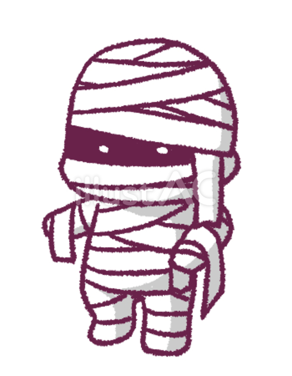 ミイラ男の手描きイラスト ミイラ男,モンスター,包帯のイラスト素材