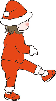 サンタクロースの服を着た歩く女の子