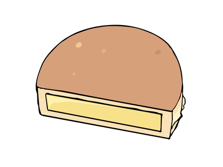 二重焼き 大判焼き 今川焼 クリーム 二重焼き,大判焼き,今川焼,和菓子,食べ物,スイーツ,屋台,カスタード,主線あり,イラスト素材のイラスト素材