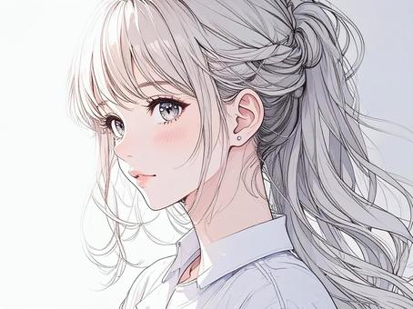 透明感のある漫画風の女性のイラスト