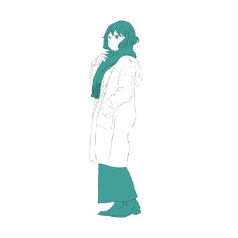 冬服の女の子 マフラー,女子,冬服,ファッション,人物,服,オシャレ,厚着,可愛い,流行のイラスト素材