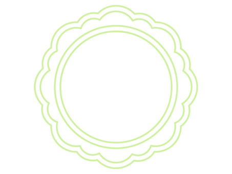 緑の丸いレース・スカラップフレーム背景 レース,フレーム,円,背景,スカラップ,ポップ,春,円形,丸,波型のイラスト素材