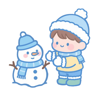 雪だるまを作る男の子 雪だるまを作る男の子 雪だるま,雪遊び,マフラー,冬,ニット帽,パステル,冬休み,スノーマン,作る,雪国のイラスト素材