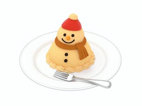 冬の雪ダルマの苺のカスタードドームケーキ 雪ダルマ,雪だるま,クリスマス,苺,いちご,イチゴ,カスタード,ケーキ,カスタードケーキ,スィーツのイラスト素材