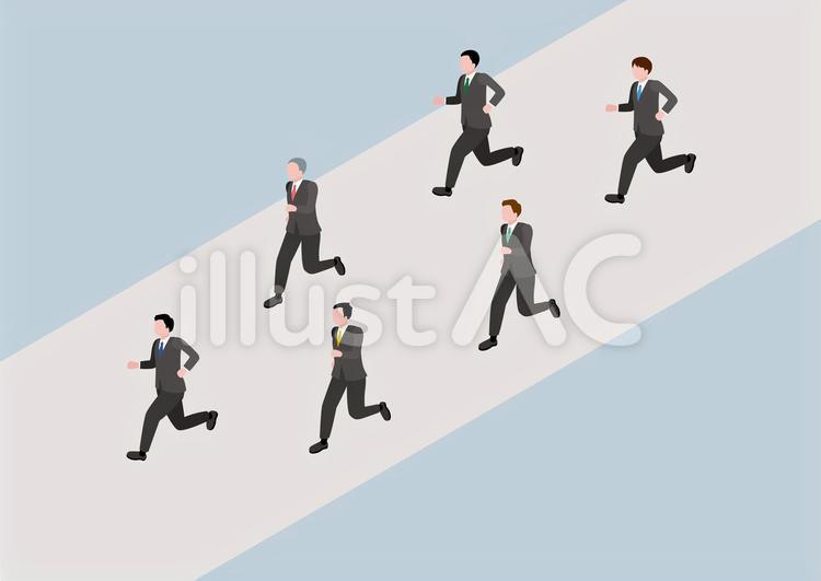 スーツ姿で走る男性たち 男性,男子,スーツのイラスト素材