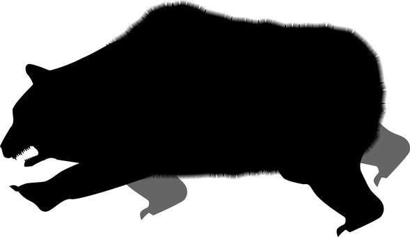熊突進 熊,突進,走る,ヒグマ,狂暴,危険,野生,大型,動物,シルエットのイラスト素材