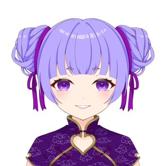 チャイナドレスの女の子アイコン・パープル チャイナドレス,女の子,紫,チャイナ服,コスプレ,女子,萌え系,美少女,萌えキャラ,萌えのイラスト素材