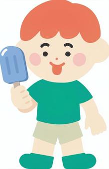 アイスを食べる男の子 子供,こども,人物,女子,女の子,少女,小学生,学生,児童,園児のイラスト素材