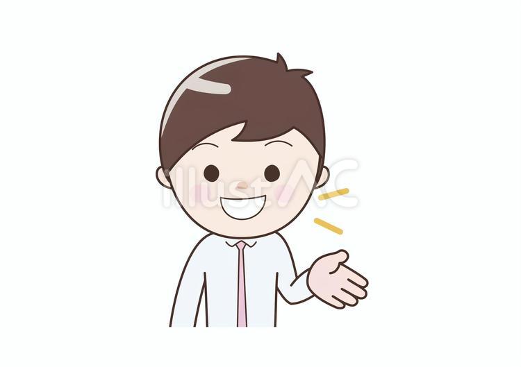 喋っている会社員シャツ姿 喋る,会話,お知らせのイラスト素材