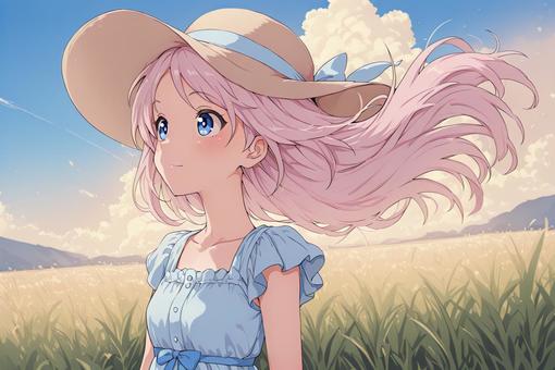 A smile swaying in the summer sky, JPG A smile swaying in the summer sky, one 絵, girl, moe type, JPG