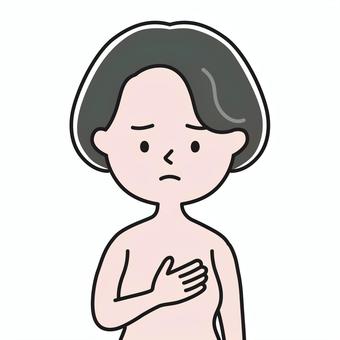 胸の異変 上半身 胸-裸-影 GBW 女性,乳がん検診,乳がん検査,乳がん,おっぱい,癌,しこり,悪性,良性,ピンクリボンのイラスト素材