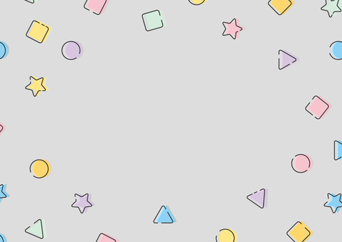 カラフルで可愛い図形のフレーム背景 ポップ,カラフル,円,三角形,四角形,星,図形,フレーム,背景のイラスト素材
