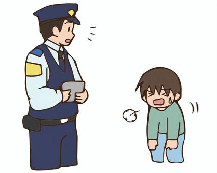 交番のお巡りさん怖い人が居たから助けて 警察,駆け込む,助け,求める,子供,知らせる,気づく,話す,聞く,小学生のイラスト素材