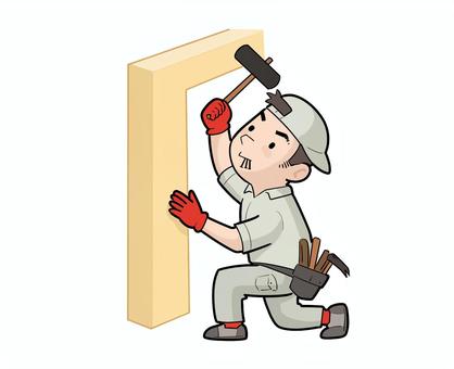 木に釘を打つ大工 大工,金づち,釘,木,打つ,労働のイラスト素材