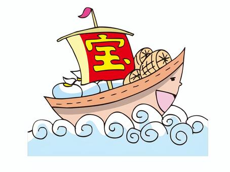 Treasure ship, lucky goods, new year's card, JPG