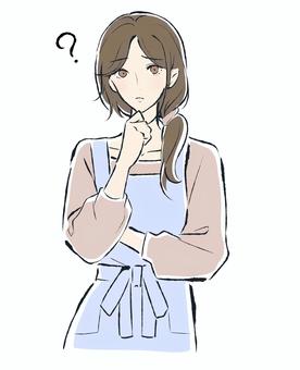 Female illustration_question apron, , JPG, PNG and AI