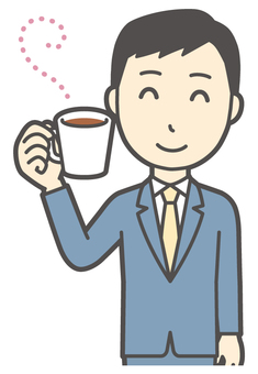  スーツ青年-023-バスト コーヒー,ビジネスマン,会社員,男性,サラリーマン,オフィス,ビジネス,営業マン,先生,講師のイラスト素材