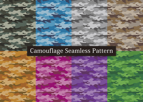 迷彩柄のシームレスパターンセット01 迷彩,カモフラ,パターン,テクスチャ,ミリタリー,サバイバル,アーミー,軍隊,模様,柄のイラスト素材
