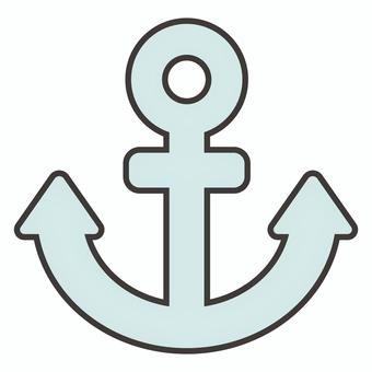 水色の碇/アンカーのシンプルイラスト 碇,アンカー,鉄錨,おもり,船,海,港,マリン,停泊,パーツのイラスト素材