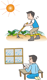Illustration, चार चरित्र मुहावरेदार यौगिकों, हारुको एमे पढ़ना, क्षेत्र का काम, 
