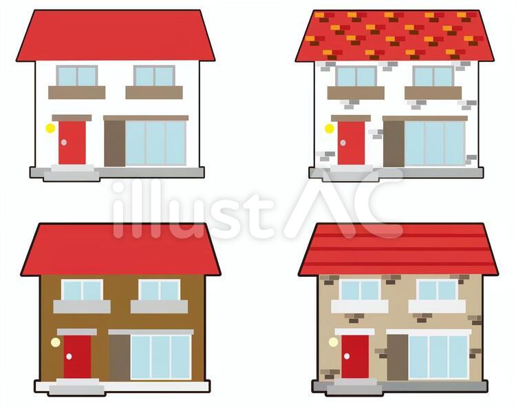 赤い屋根の家 家,マイホーム,建築物のイラスト素材