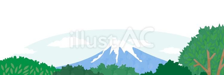 雄大な山と緑の自然の風景フレーム 夏,初夏,山のイラスト素材